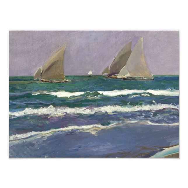 Impression Photo Joaquin Sorolla - Voiles de navires dans la mer (Devant)