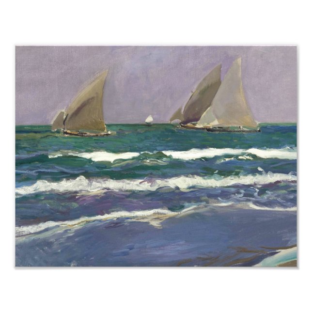 Impression Photo Joaquin Sorolla - Voiles de navires dans la mer (Devant)