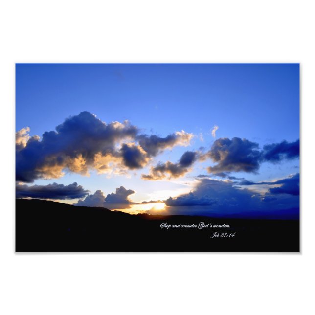 Impression Photo Job 37:14 Arrêtez et considérez les merveilles de  (Devant)