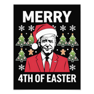 Impression Photo Joe Biden Noël Chapeau de Père Noël Joyeux 4ème de
