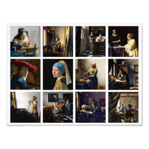Impression Photo Johannes Vermeer - Grille de Chefs-d'œuvre