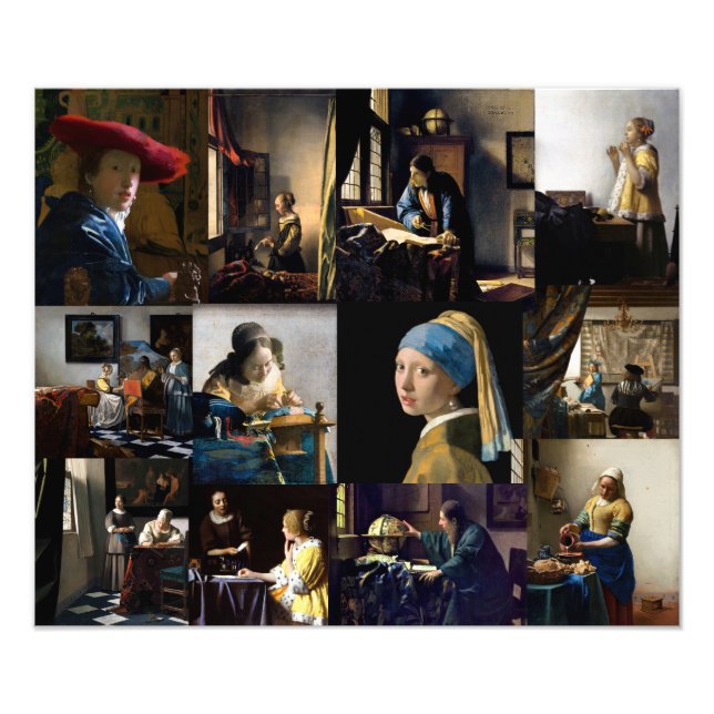 Impression Photo Johannes Vermeer - Patchwork de chefs-d'oeuvre (Devant)