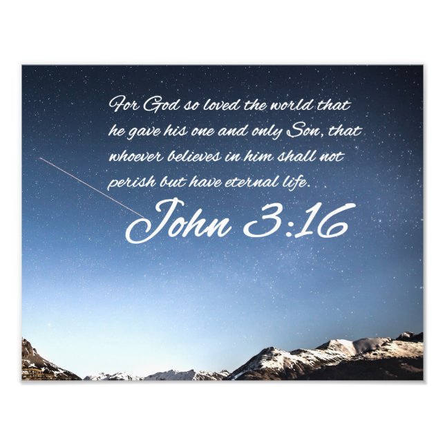 Impression Photo John 3:16 #7 NIV - Écriture Mur chrétien Art (Devant)