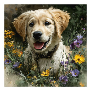 Impression Photo Joie Fleur Sauvage Chiot Doré