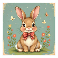 Joli adorable lapin brun avec nœud papillon
