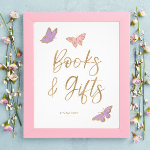 Impression Photo Joli Baby shower de papillons Livres et cadeaux