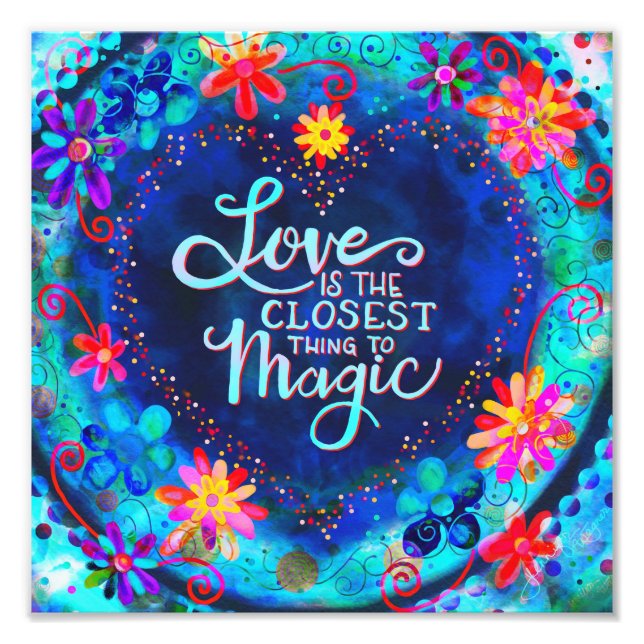 Impression Photo Joli Blue Floral Love Heart (Devant)