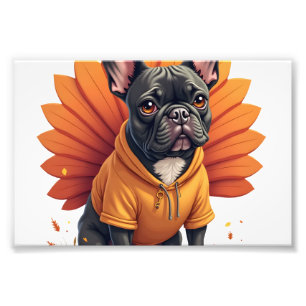 Impression Photo Joli chien Frenchie Thanksgiving Enfants Adolescen