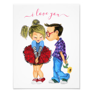 Impression Photo Joli Couple Romantique S'embrassant avec Texte - J