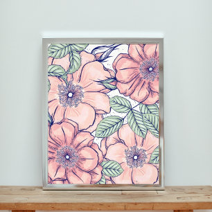 Impression Photo Joli en rose : Motif floral incolore