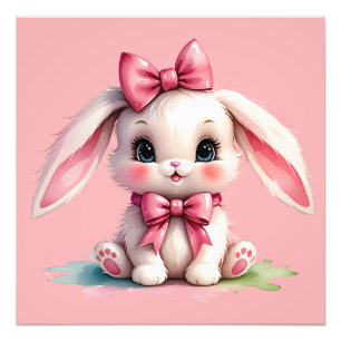 Impression Photo Joli lapin en rose