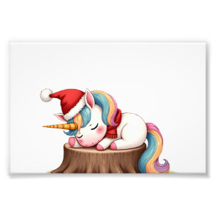 Impression Photo Joli Licorne avec Écharpe Noël Xmas Fête T-S
