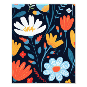 Impression Photo Joli modèle floral noir féminin