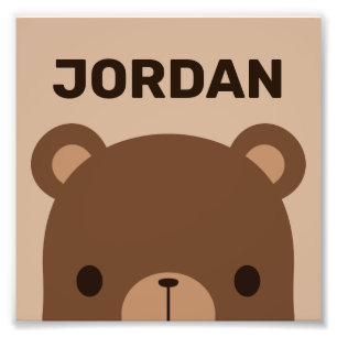 Impression Photo Joli petit ours brun avec nom personnalisé