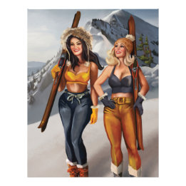 Impression Photo Joli Pinup Girls Ski