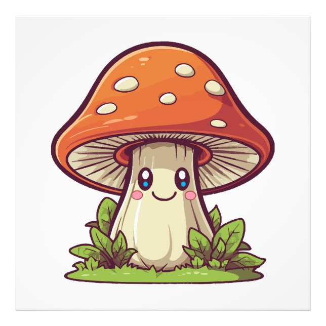 Impression Photo Joli style kawaii, Cueillette de champignons (Devant)