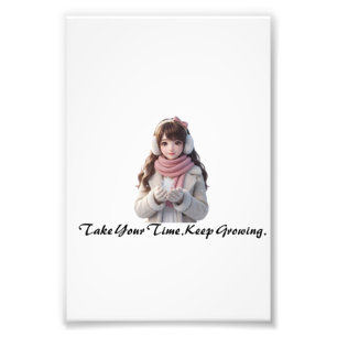 Impression Photo Jolie fille d'anime d'hiver en illustration