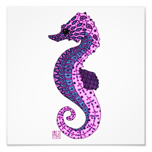Impression Photo Jolie Lavande Zen Tangle Seahorse Ocean Art (Devant)
