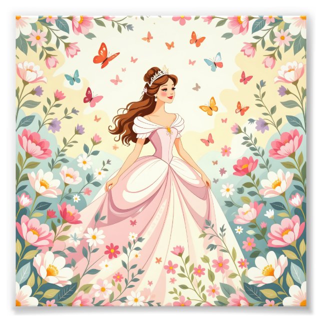 Impression Photo Jolie princesse avec papillons (Devant)