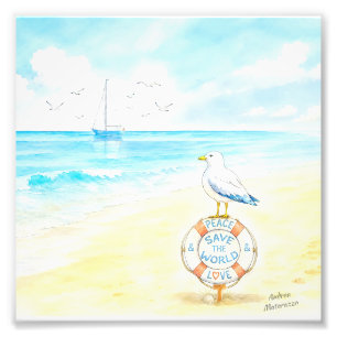 Impression Photo Jon Seagull - Paix & Amour Sauvent le Monde
