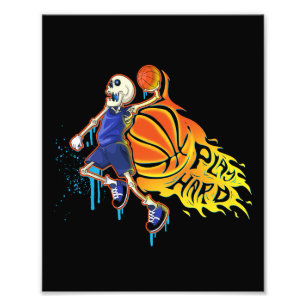 Impression Photo Jouer hard Retro Slam Dunk Skull Basketball
