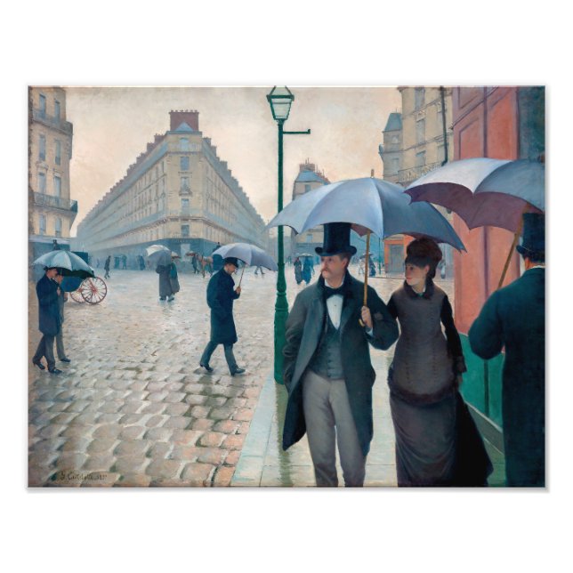 Impression Photo Jour de la pluie dans Paris Street | Gustave Caill (Devant)