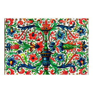 Impression Photo Joyaux Tons Médiéval Fleurs Manuscrits Scrolls