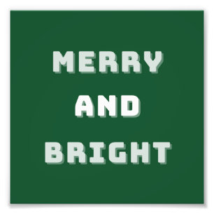 Impression Photo Joyeux et lumineux, Art de Noël vert, Vacances