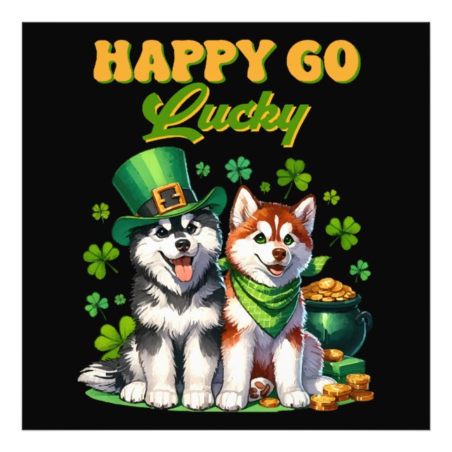 Impression Photo Joyeux Go Lucky Cute Husky St. Patricks Day (Devant)