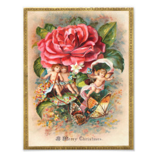 Impression Photo Joyeux Noël - Carte postale vintage de l'ère victo