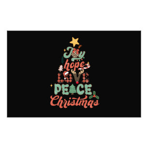 Impression Photo Joyeux Noël Joyeux Espoir Aimer Paix Arbre de Noël