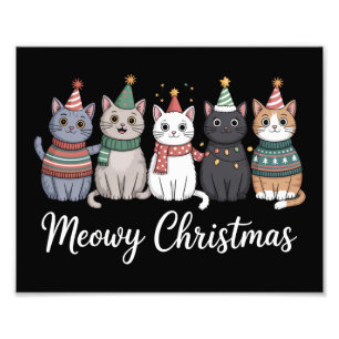 Impression Photo Joyeux Noël Meowy Bonne Année Chat Amoureux de Cha