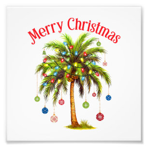 Impression Photo Joyeux Noël Palm Tree Light Hawaiian Tropical