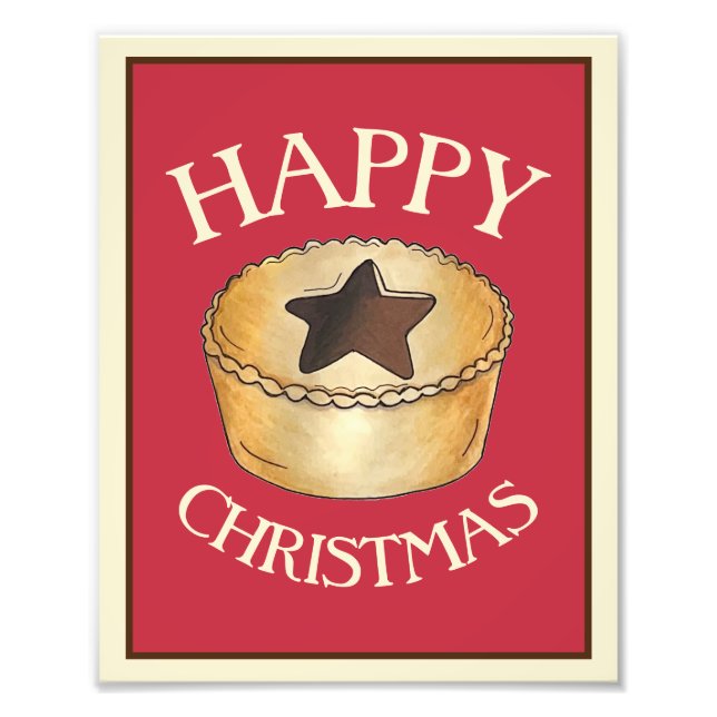 Impression Photo Joyeux Noël Royaume-Uni Mince Pie Illustration (Devant)