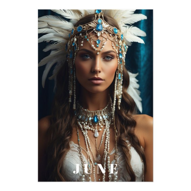 Impression Photo *~ JUIN Femme ANNIVERSAIRE PEARLS Boho AP53 (Devant)