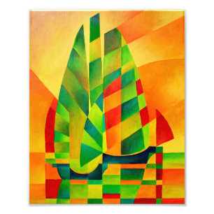 Impression Photo Junks chinois, coucher de soleil, voiles et ombres