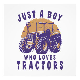 Impression Photo Juste un garçon qui aime les tracteurs de ferme ca