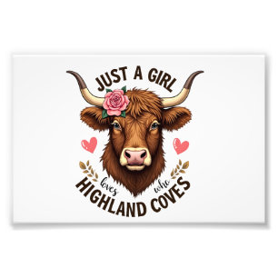 Impression Photo Juste une fille qui aime les vaches des Highlands