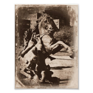Impression Photo Kansas City Fountain Horse Sepia Grunge
