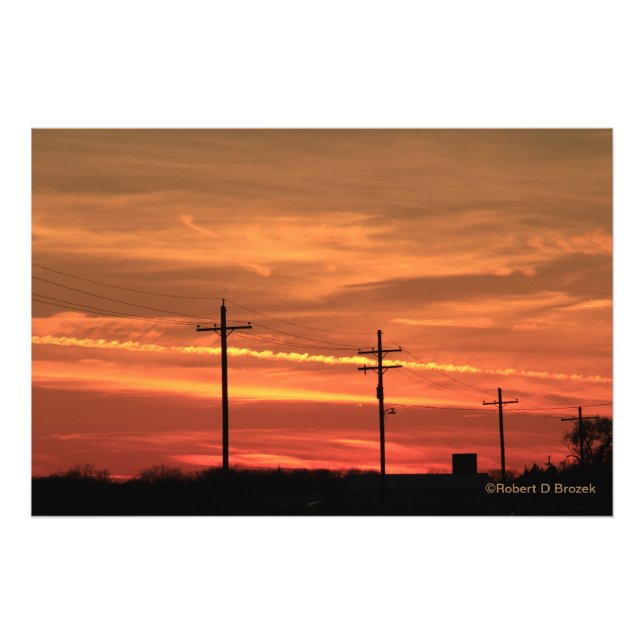 Impression Photo Kansas Coucher de soleil avec lignes électriques P (Devant)