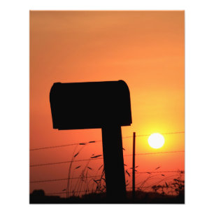 Impression Photo Kansas Mail Box Silhouette Coucher de soleil avec 