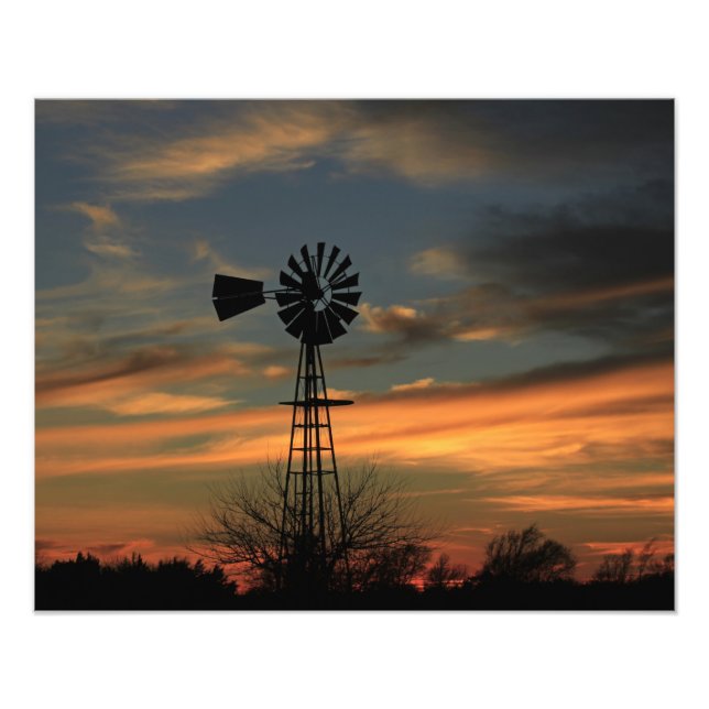 Impression Photo Kansas Noël 2021 Windmill Sunset Enlargissement (Devant)