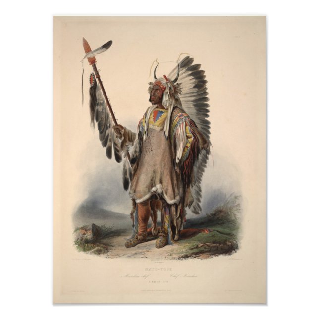 Impression Photo Karl Bodmer - Un chef mandan (Devant)