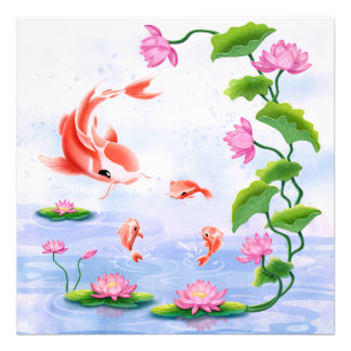 Impression Photo Kawaii Koi Poisson Pink Water Lys Pond