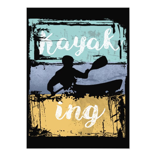 Impression Photo Kayaking Tee - Vintage Retro Kayak (Devant)