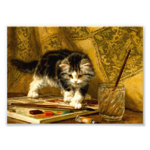 Impression Photo Kitten avec peinture et brosses