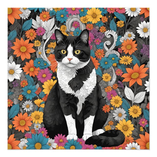Impression Photo Kitty au milieu des fleurs (Devant)