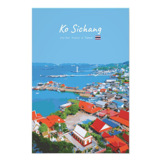 Impression Photo Ko Sichang, Thaïlande - Vue animée du port (Devant)