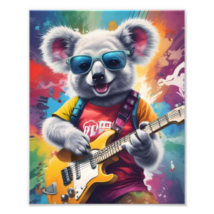 Impression Photo Koala jouant de la guitare, du graffiti