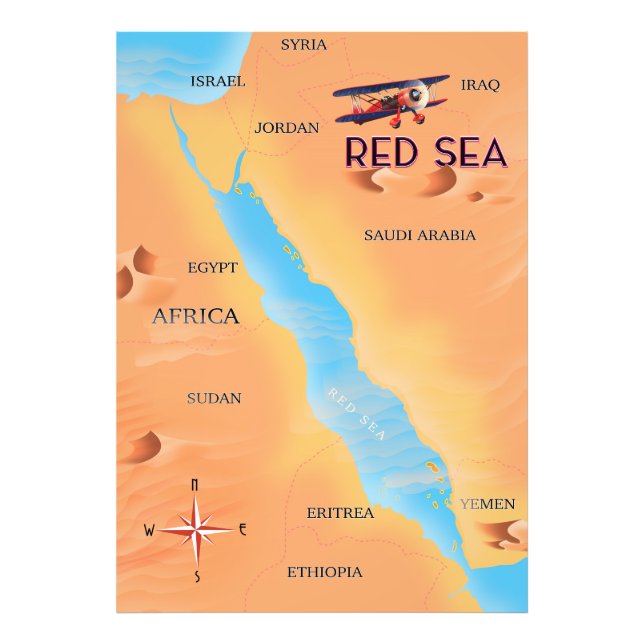 Impression Photo La carte de voyage de la mer Rouge (Devant)